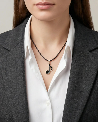 Gold and Black Eighth Note Necklace
