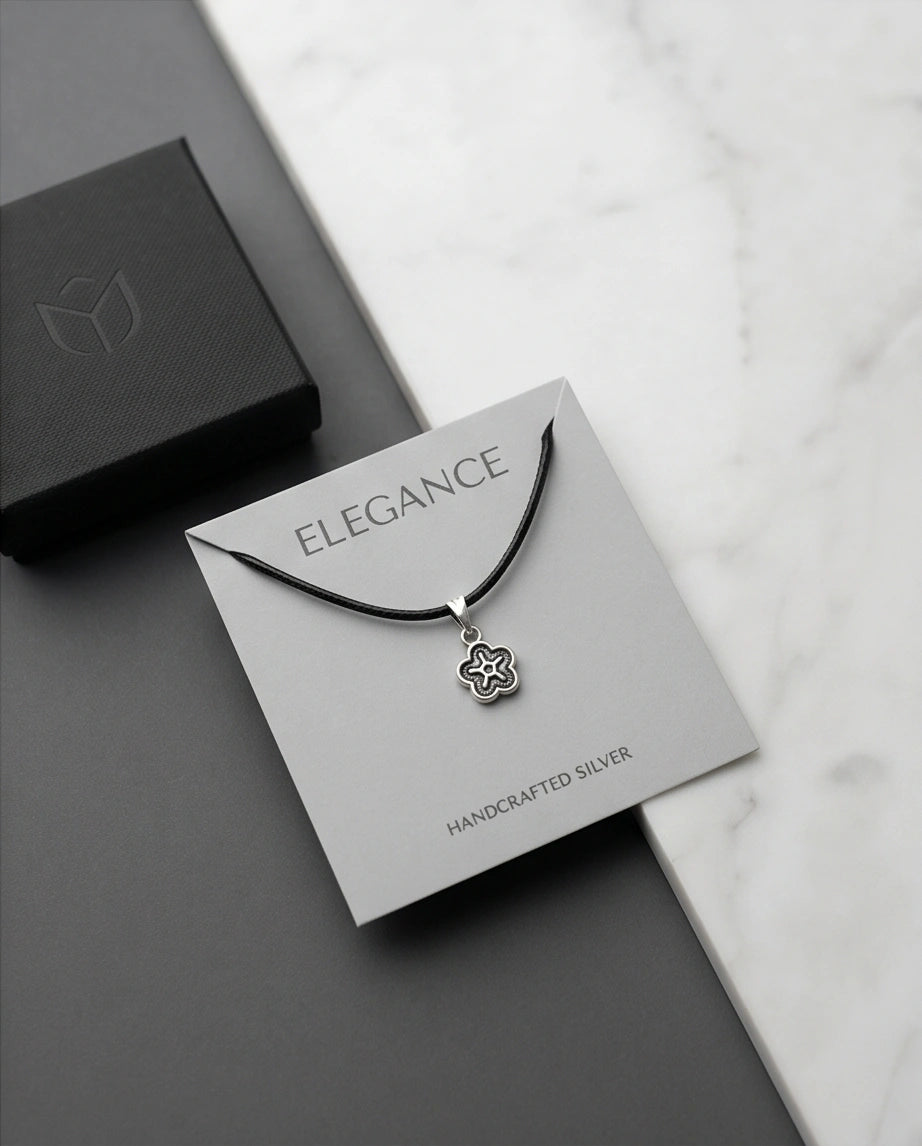 Silver Retro Concentric Blossom Necklace