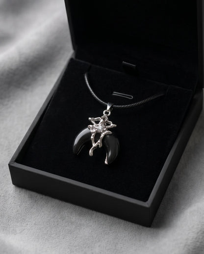 Gothic Liquid Metal Crescent Horn Pendant Necklace