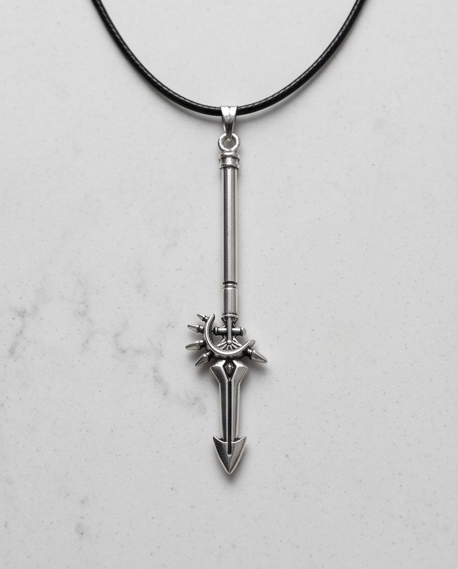 Spiked Crescent Spearhead Pendant Necklace