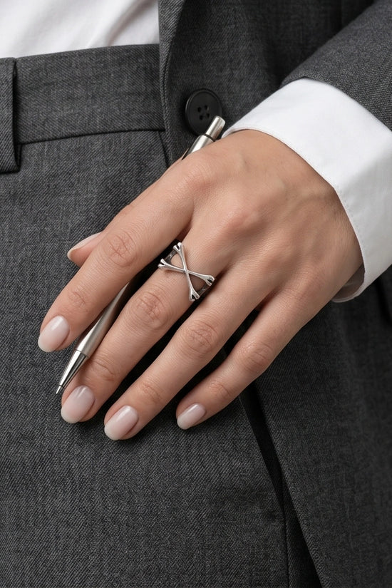 Gothic Sterling Silver Crossed Bones Ring