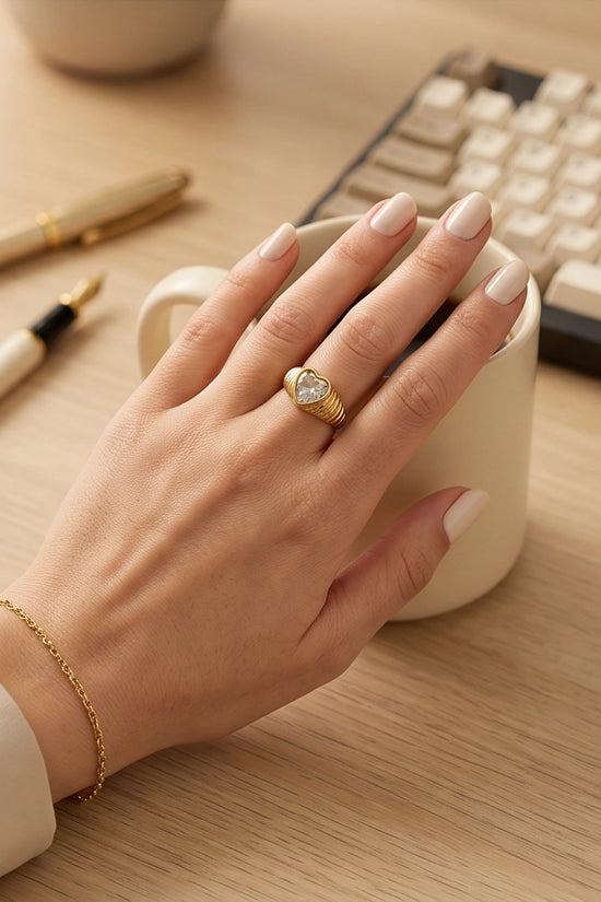 Golden Devotion Heart Signet Ring