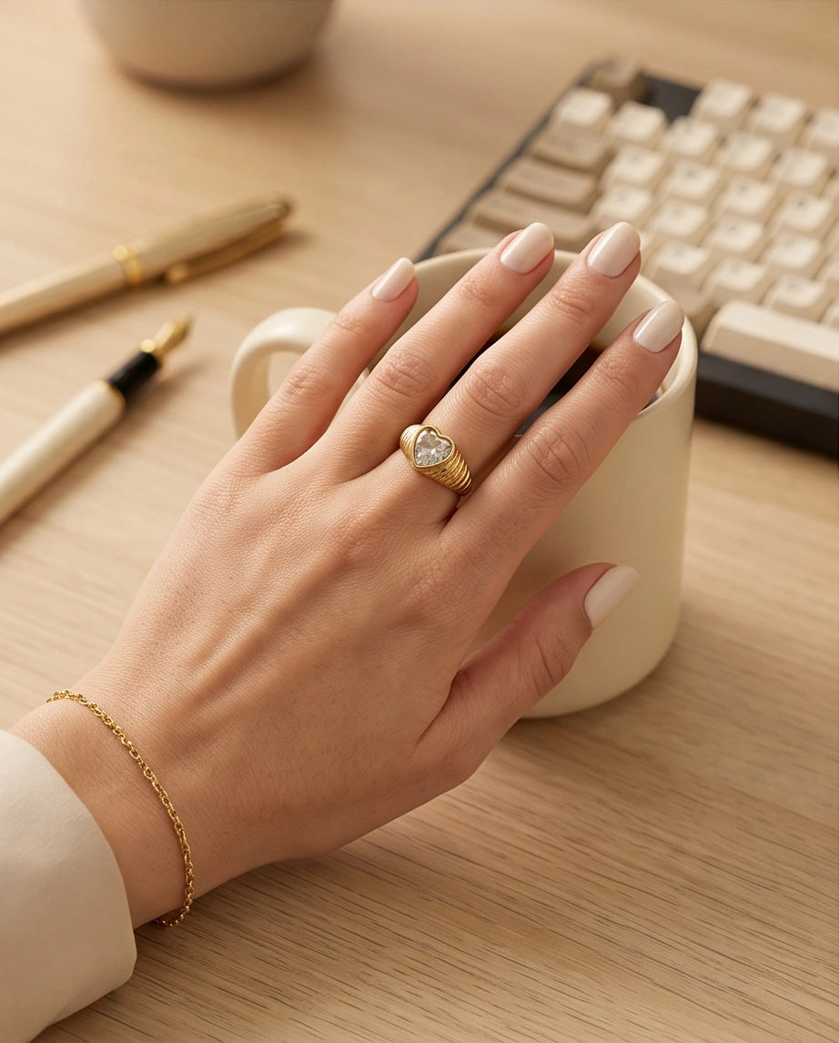 Golden Devotion Heart Signet Ring