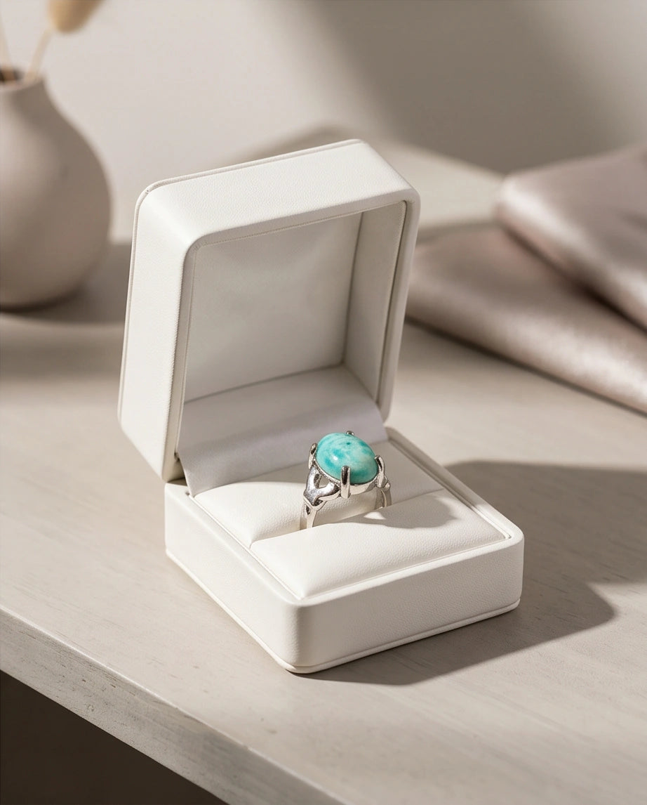 Oceanic Larimar Filigree Ring