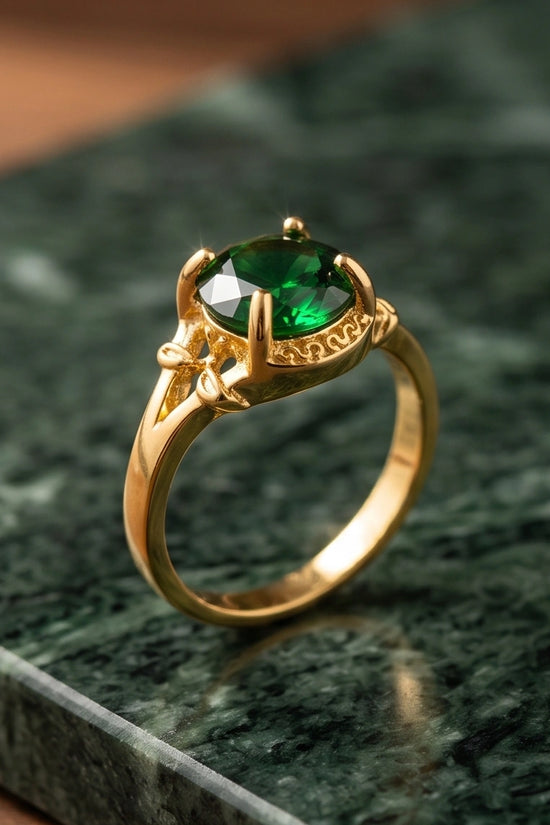 Golden Verdant Emerald Solis Ring