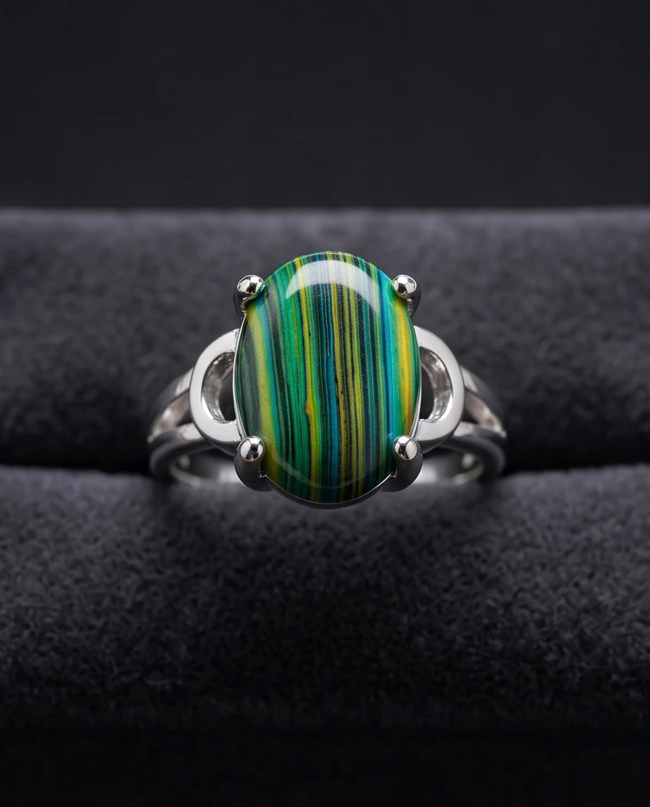 Verdant Aurora Malachite Statement Ring