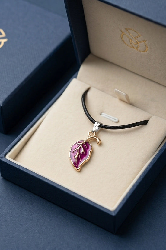 Orchid Purple Botanical Leaf Pendant