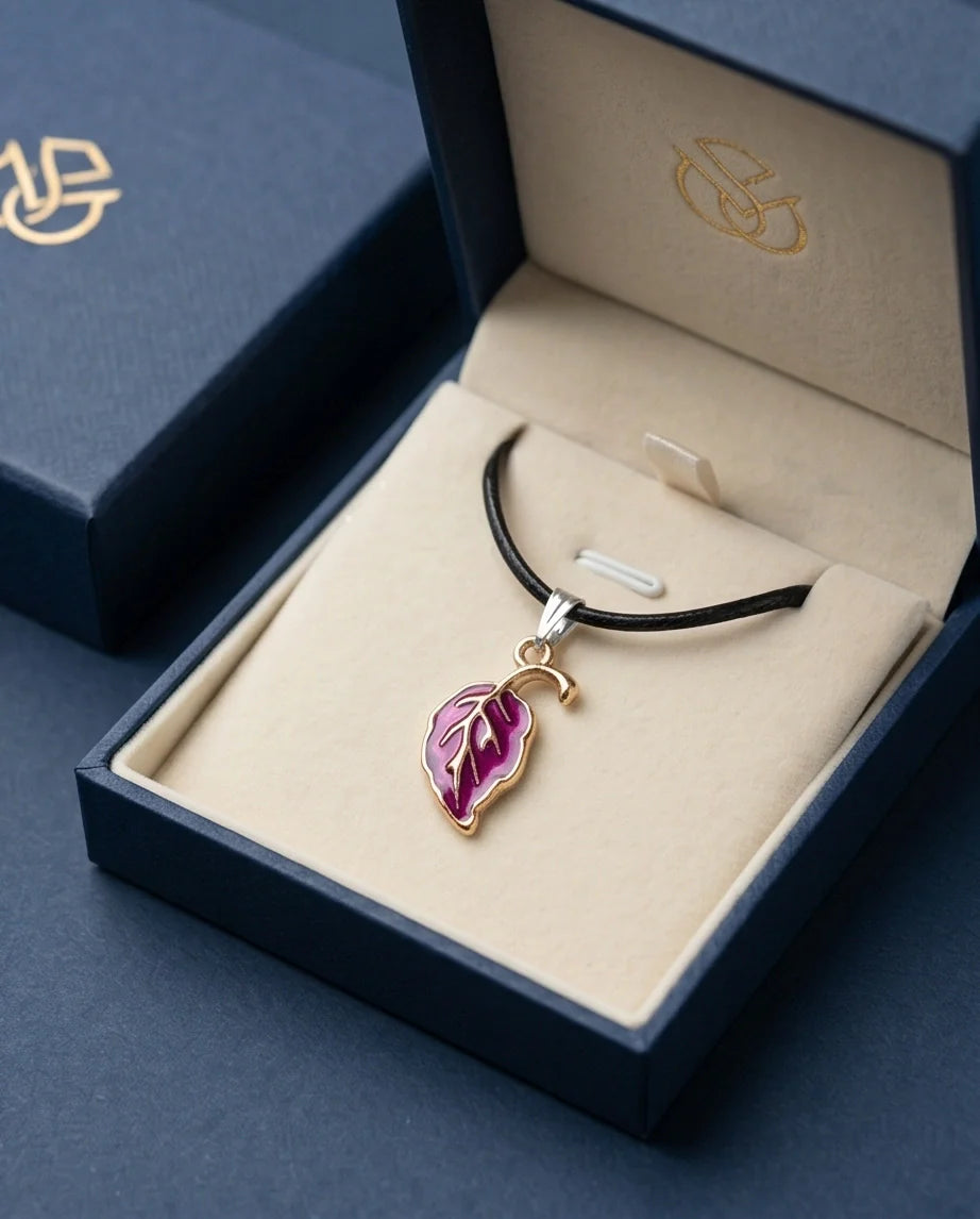 Orchid Purple Botanical Leaf Pendant