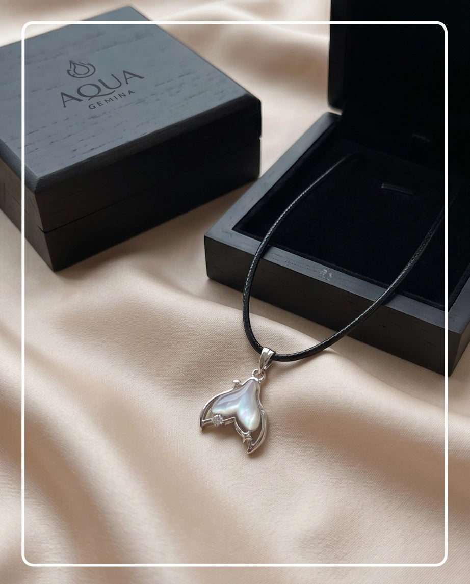 Iridescent Mermaid Tail Pendant Necklace