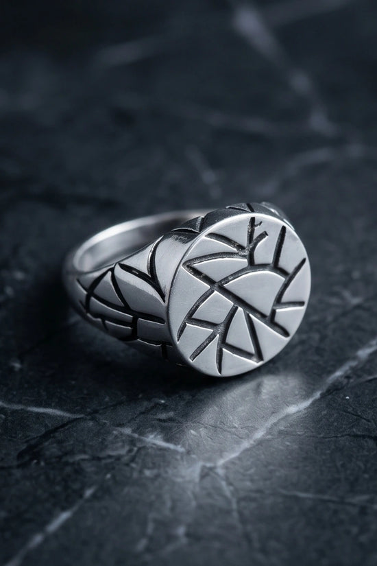 Sterling Silver Abstract Geometric Signet Ring