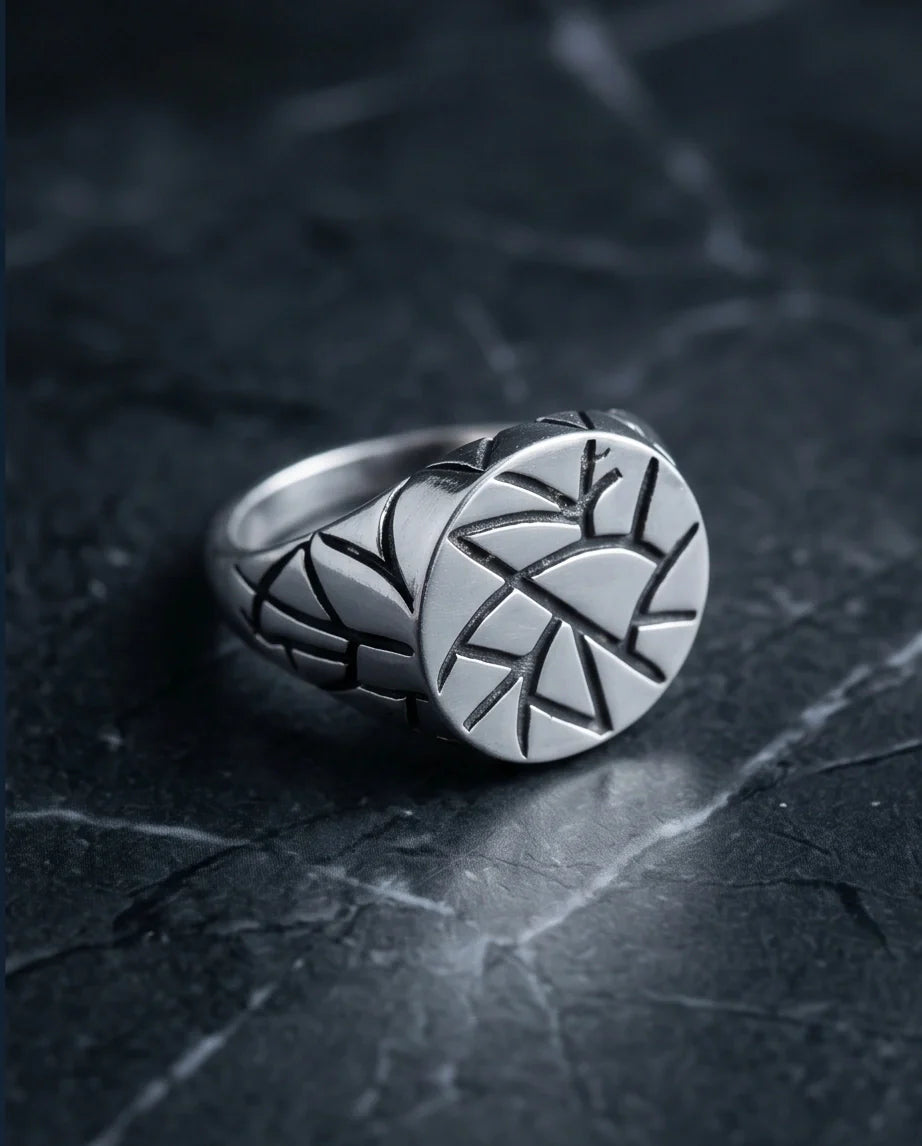 Sterling Silver Abstract Geometric Signet Ring