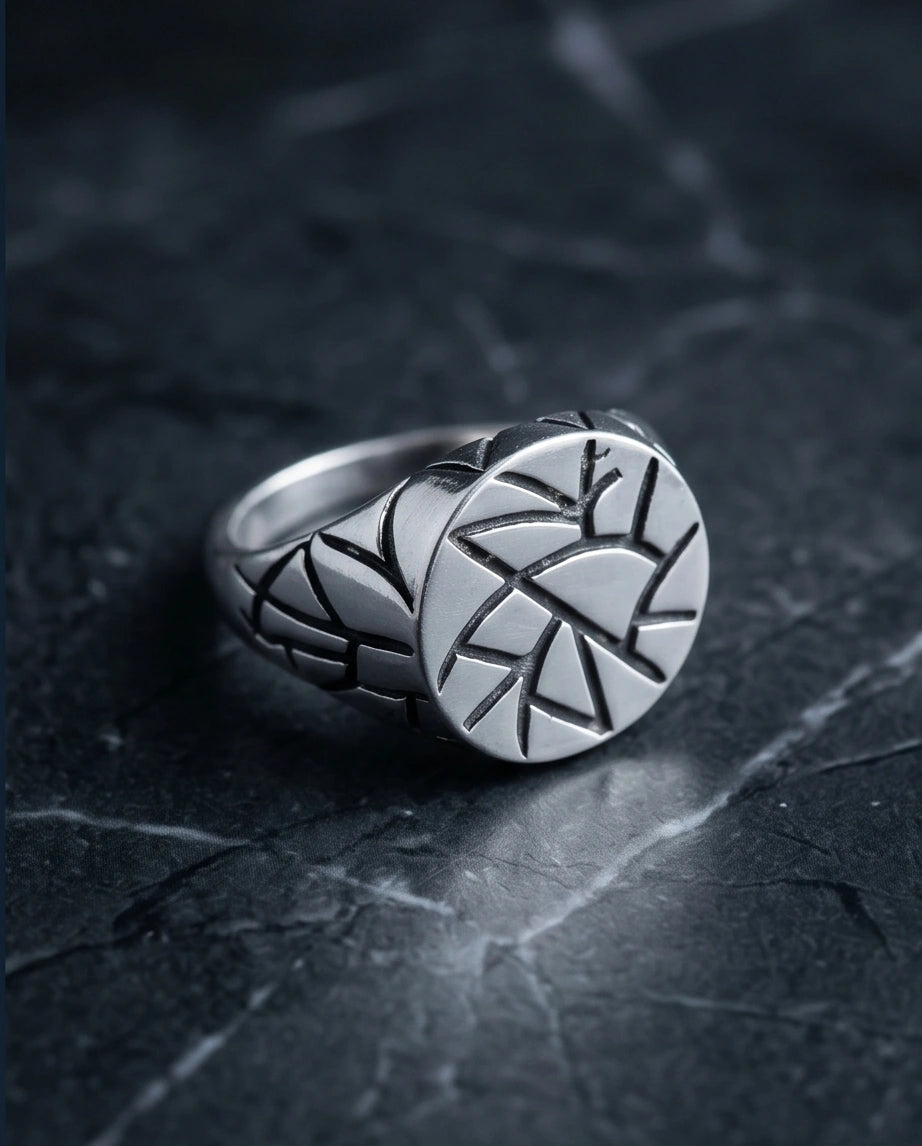 Sterling Silver Abstract Geometric Signet Ring