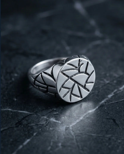 Sterling Silver Abstract Geometric Signet Ring