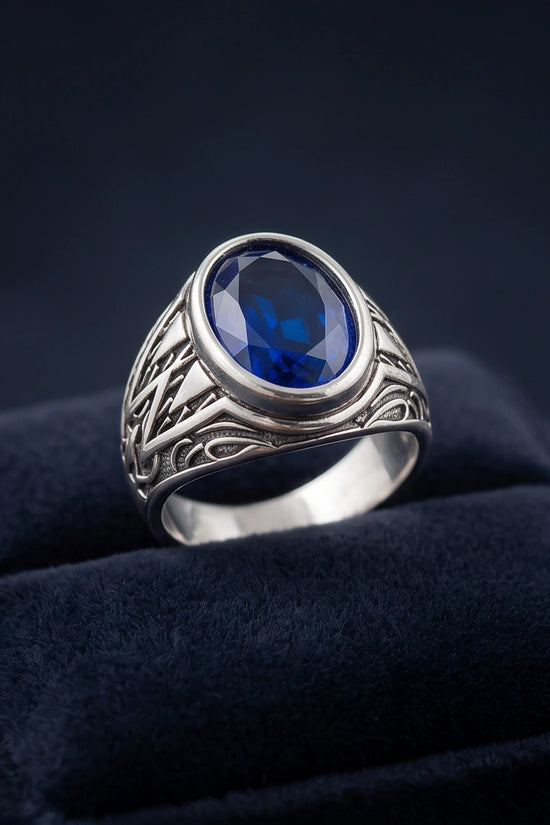 Imperial Sapphire Vertex Silver Ring
