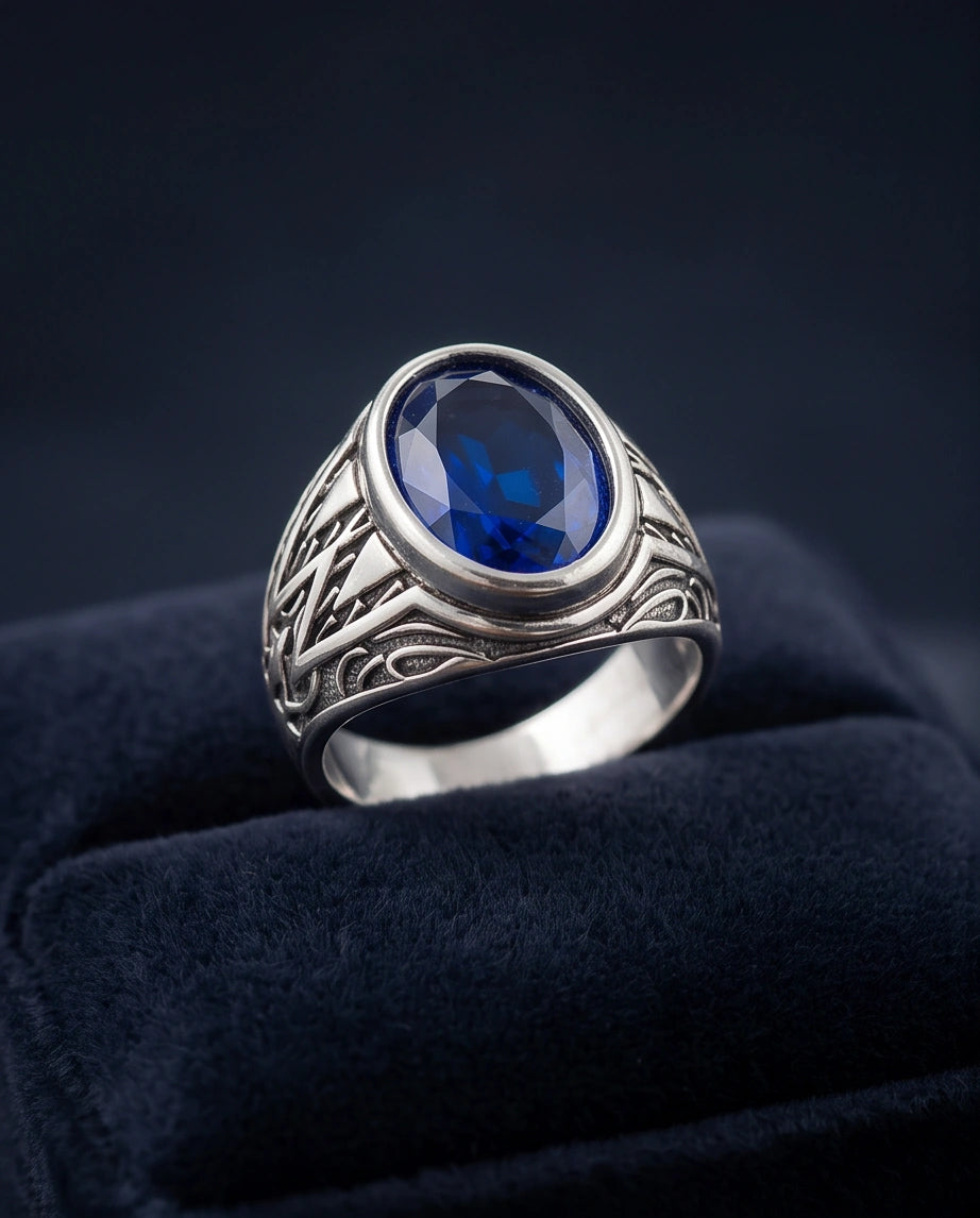 Imperial Sapphire Vertex Silver Ring