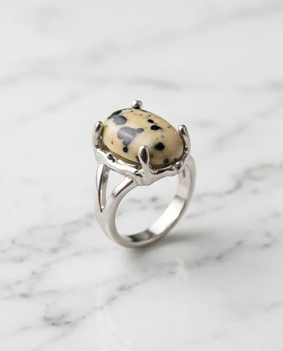Wild Splendor Dalmatian Jasper Ring
