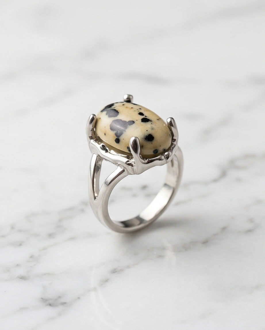 Wild Splendor Dalmatian Jasper Ring