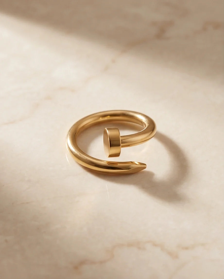 Golden Minimalist Nail Wrap Ring