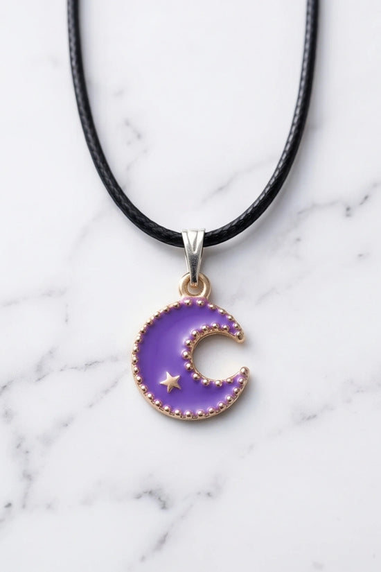 Celestial Purple Crescent Moon Pendant