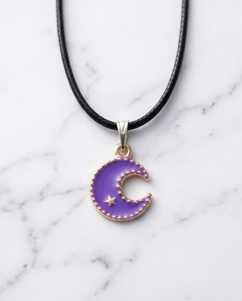 Celestial Purple Crescent Moon Pendant