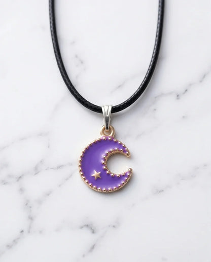 Celestial Purple Crescent Moon Pendant