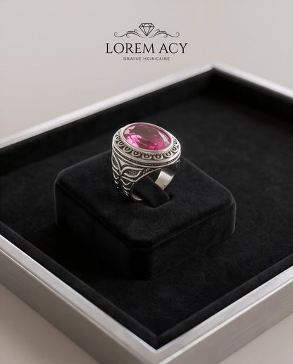Tourmaline Gemstone Scalloped Bezel Filigree Silver Ring