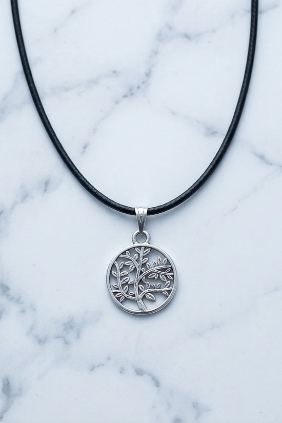 The Eternal Roots: Matte Silver Tree of Life Medallion Necklace