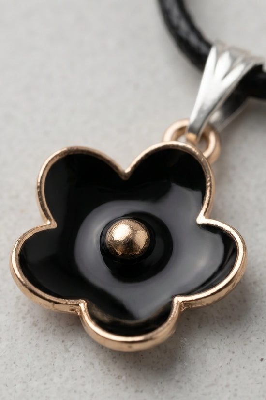 Gold and Black Minimalist Flower Necklace