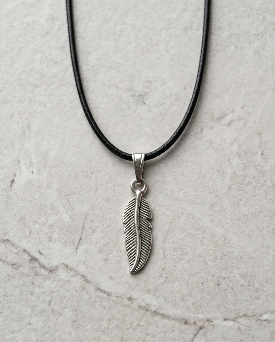Silver Minimalist Plume Feather Necklace