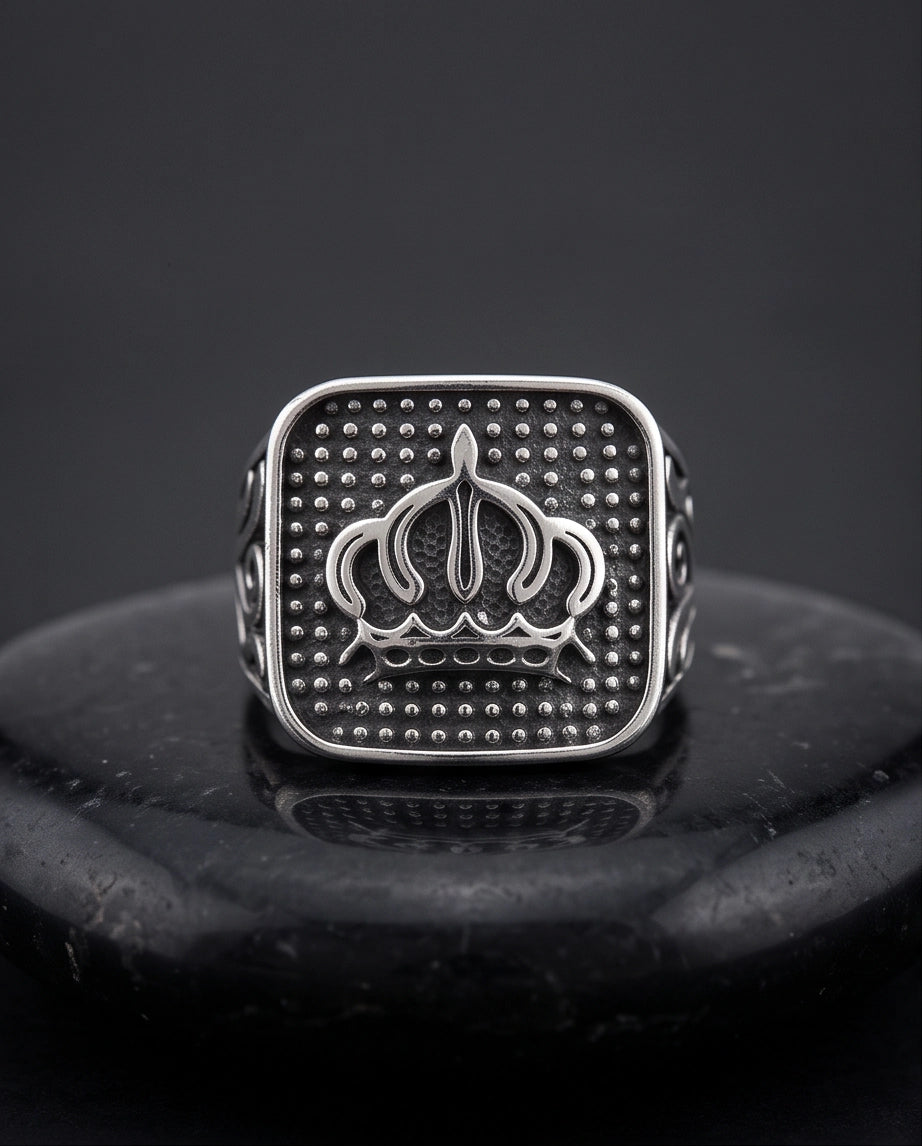 Royal Crest Cushion Signet Ring