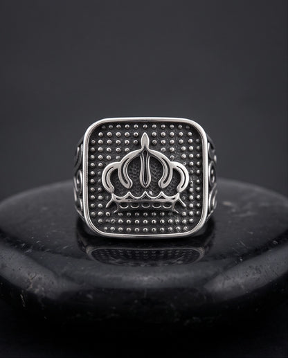 Royal Crest Cushion Signet Ring