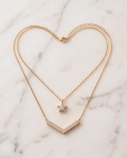 Gold Layered Star & V-Bar Necklace