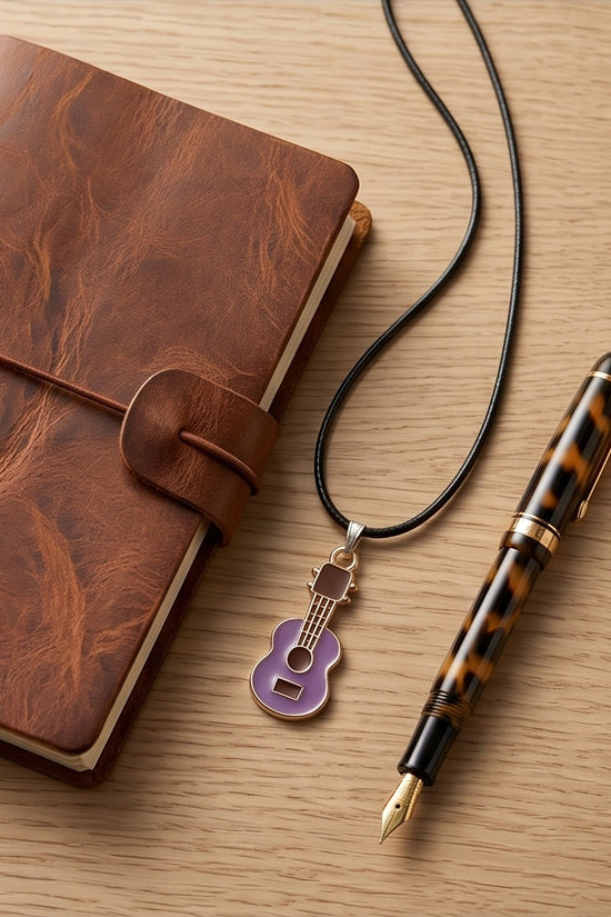 Gold and Purple Acoustic Guitar Necklace
