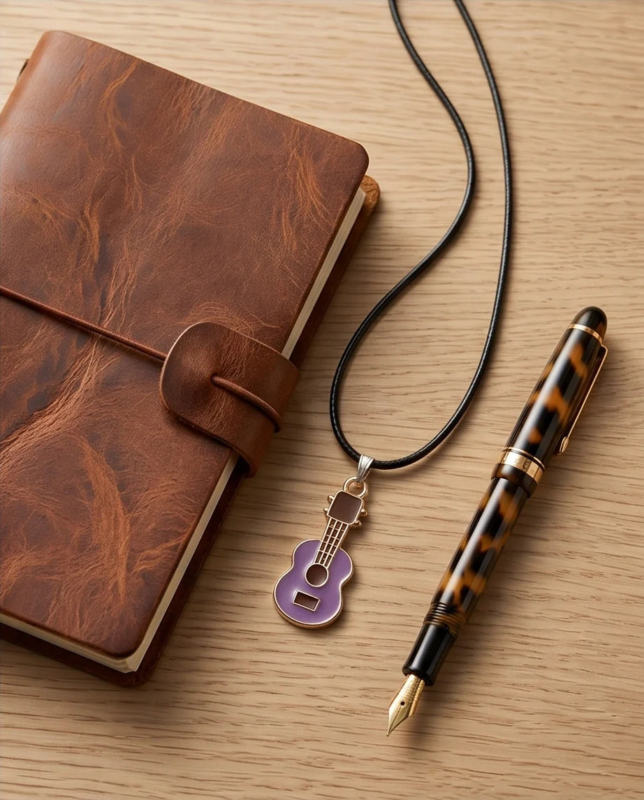 Gold and Purple Acoustic Guitar Necklace