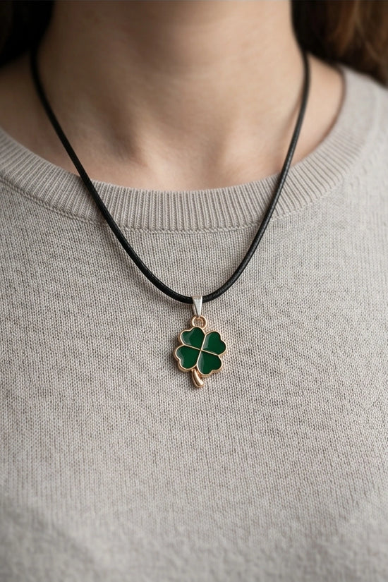 Gold and Green Four-Leaf Clover Necklace