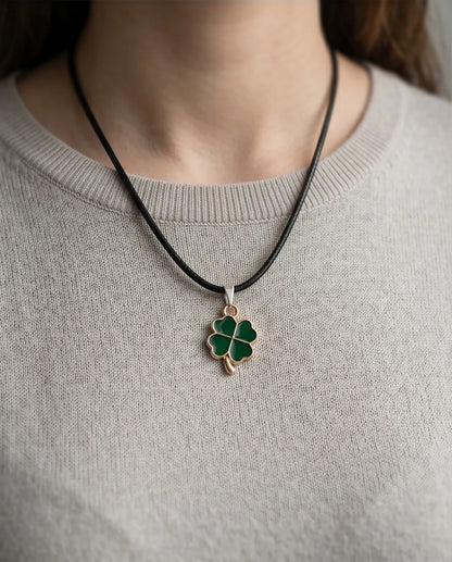 Gold and Green Four-Leaf Clover Necklace