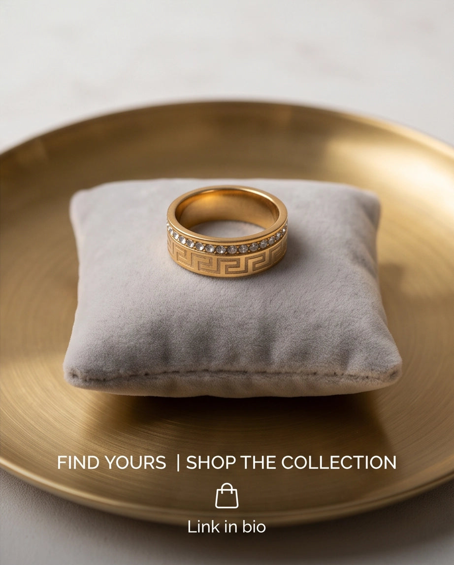 Greek Key Crystal Eternity Band