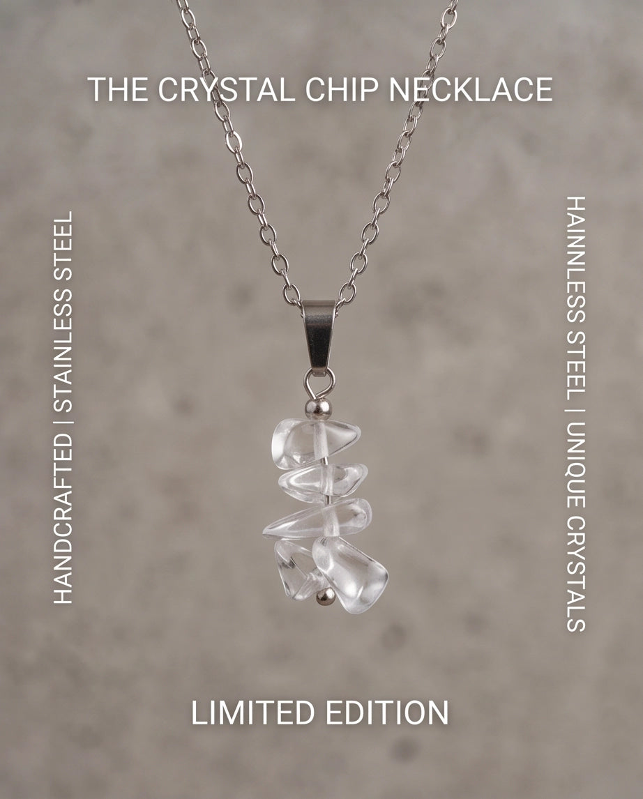 Silver Stacked Raw Clear Quartz Chip Stone Pendant Necklace