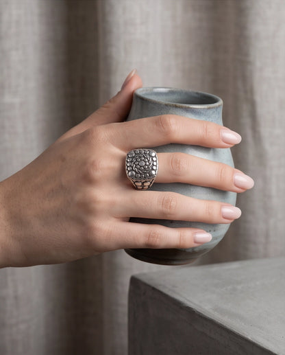Constellation Studded Cushion Signet Ring
