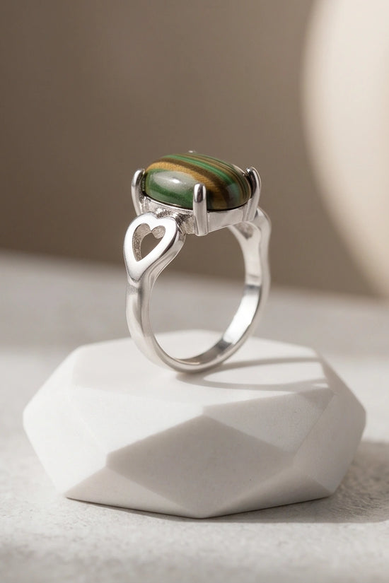 Earthy Heart Banded Agate Ring