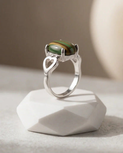 Earthy Heart Banded Agate Ring