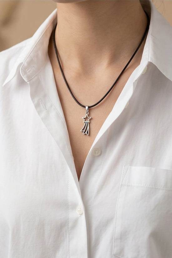 Silver Shooting Star Pendant Necklace