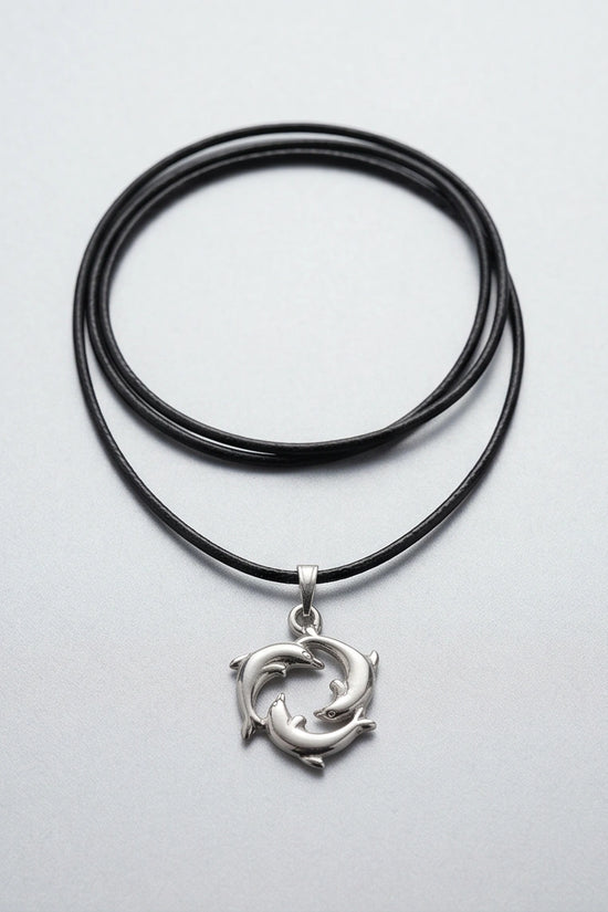 Silver Dolphin Circle Necklace