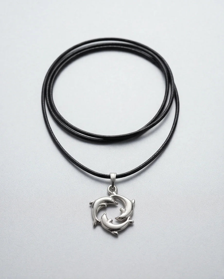 Silver Dolphin Circle Necklace