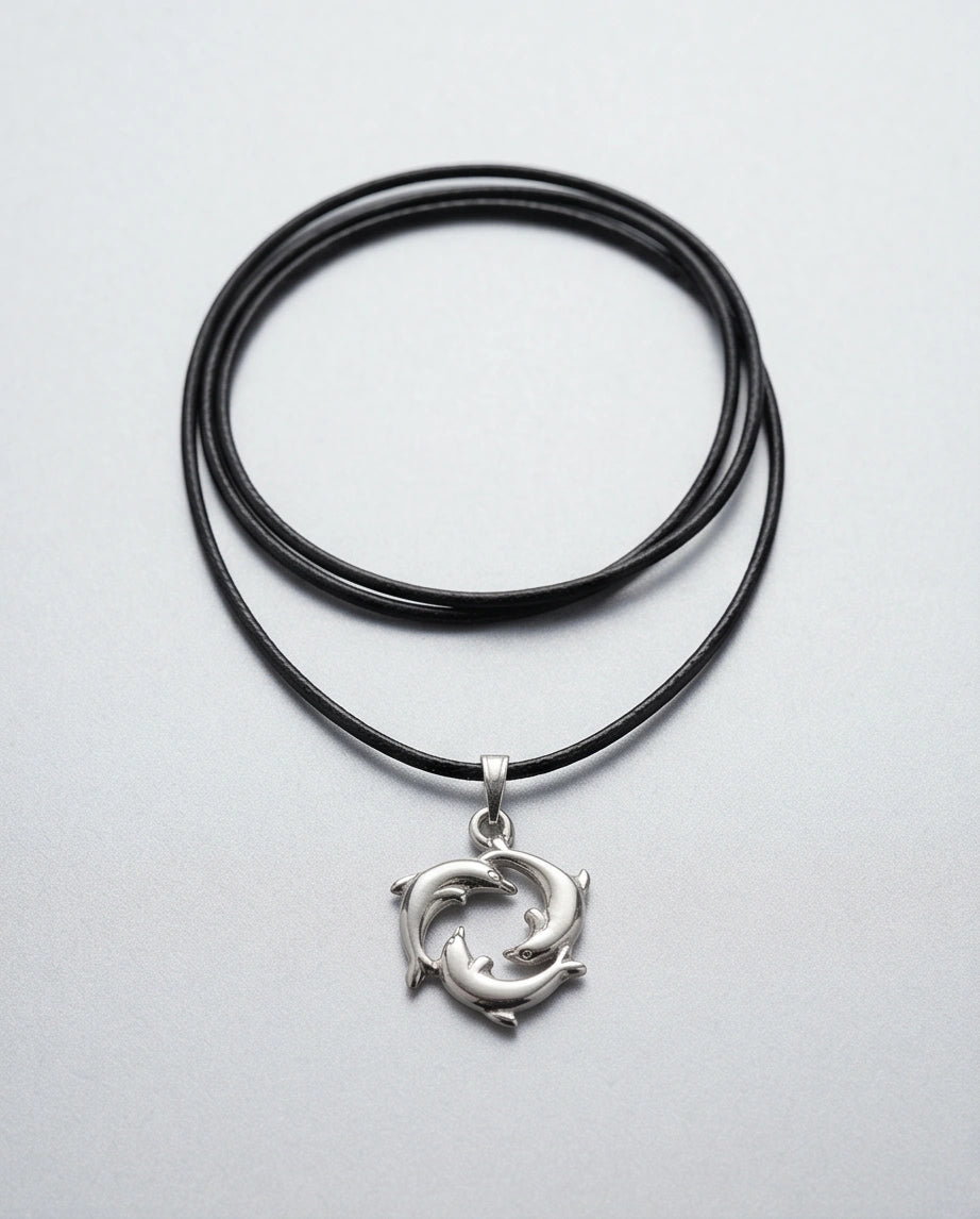 Silver Dolphin Circle Necklace