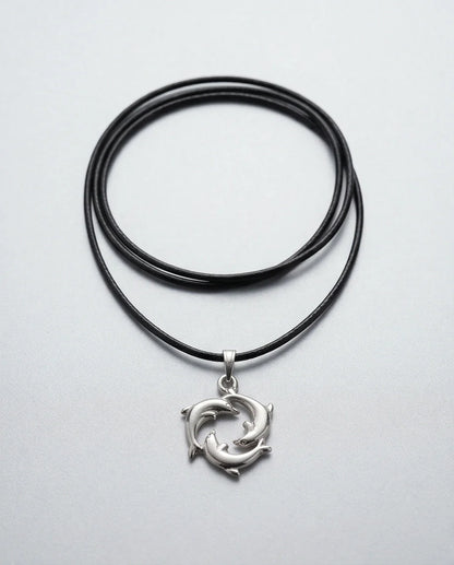 Silver Dolphin Circle Necklace
