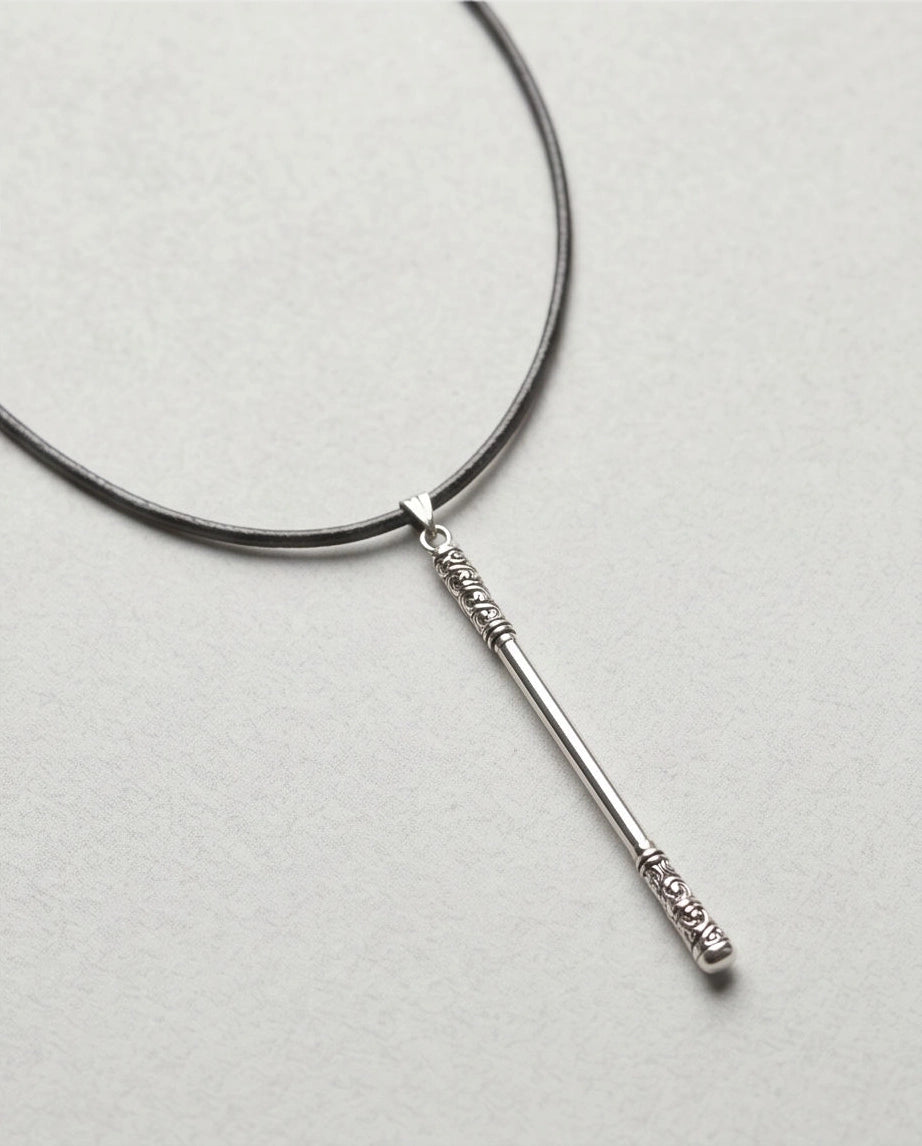 Carved Staff Pendant Necklace