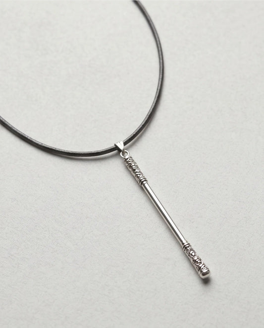 Carved Staff Pendant Necklace
