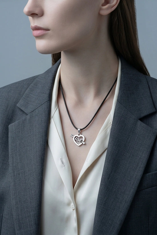 The Pierced Heart: Minimalist "LOVE" Arrow Pendant Necklace