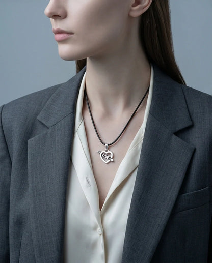 The Pierced Heart: Minimalist "LOVE" Arrow Pendant Necklace